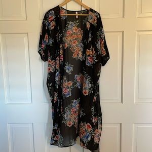 Black sheer floral M/L kimono
